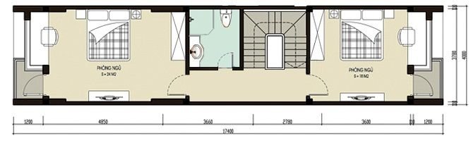 mat bang tang 2 3 6993 Tư vấn thiết kế nhà phố 4 tầng 1 tum để ở kết hợp kinh doanh