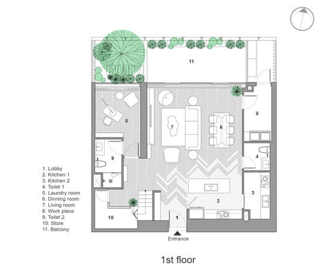 mat bang tang 1 710f Không gian nhà phố thoáng sáng trong căn hộ duplex ở Sài Gòn